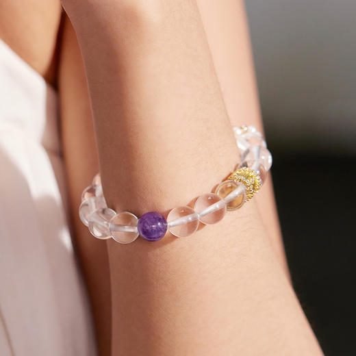 Manreya玛芮雅“流影星穹”白水晶多巴胺手串丨紫水晶，白水晶，铜镀金 商品图5