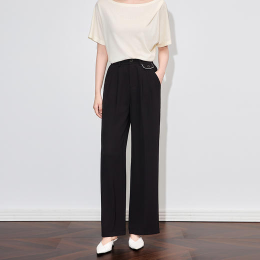 「高货wl」全新升级【铂金会员220/天猫299/差价79】(05327)洛诗琳通勤气质垂感凉感阔腿裤2025夏季简约时尚修身西裤 商品图1