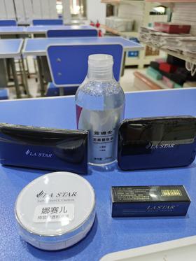 卸妆水+气垫+烈焰深绯口红+粉饼+靓肤膏