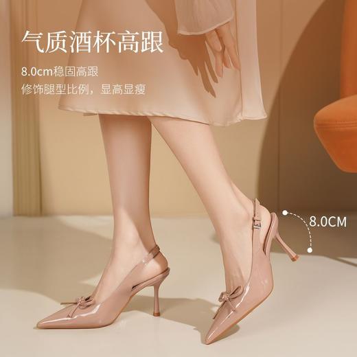 ZHR则则裸色尖头高跟鞋子2025新款夏季法式气质单鞋后空包头凉鞋 商品图4