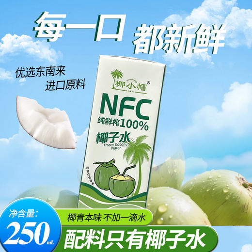严选 | 椰小帽·泰国纯鲜榨100%椰子水 250ml×10盒/箱  泰国进口 纯粹无添加 商品图2