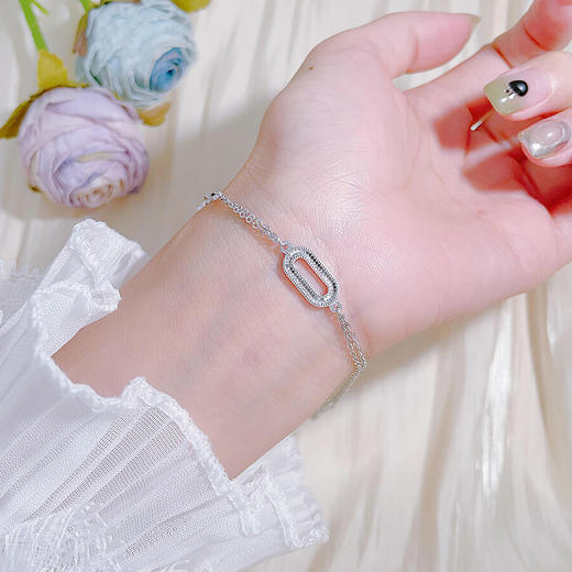 【限时8.8折】PT950 【精品】铂金CNC鱼鳞回形方环四叶草花形吊饰双层调节手链(BFPTSL00005)预售产品下单后不退款不退货不换货不补差价)预售产品下单后不退款不退货不换货不补差价 商品图2