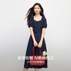 熙世界藏青色方领连衣裙女夏2025新款显通勤简约泡泡袖收腰中长裙 商品缩略图1