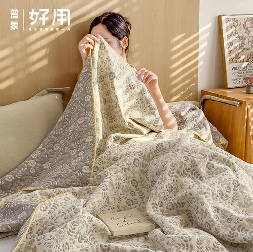 a类纯棉提花三层纱盖毯 商品图0