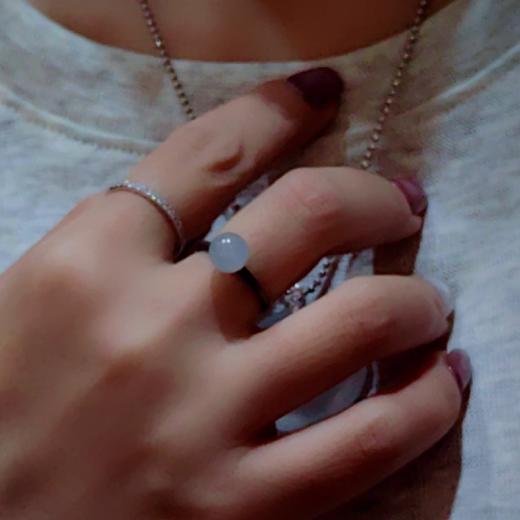 「墨影凝珠」翡翠珠子戒指（特价款）（银电黑金） 商品图2