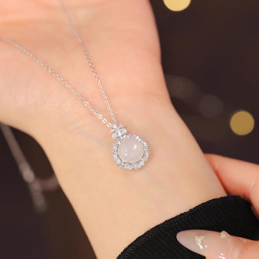 【满钻花朵】s925纯银新中式白冰玉髓项链【JHY-N000280B】 商品图3