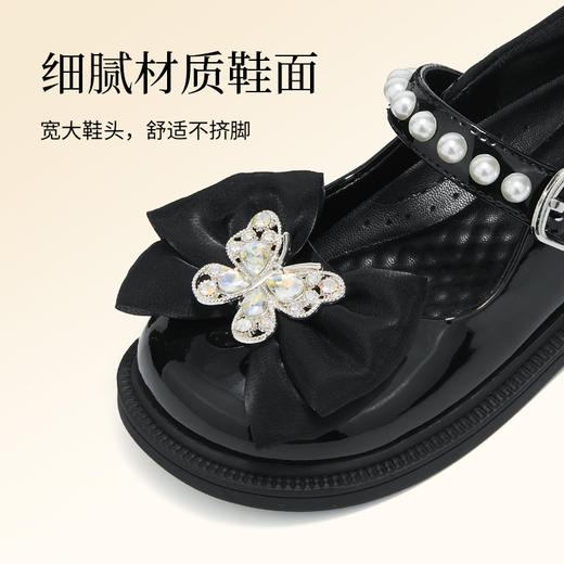 泰兰尼斯meta童鞋春秋新款皮鞋儿童鞋子女童蝴蝶结公主鞋软底单鞋  M03X5C7450 商品图2
