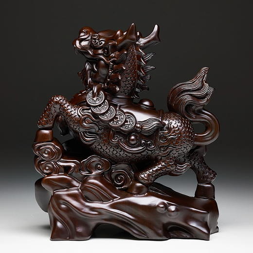 黑檀木麒麟摆件 实木家用卧室客厅店铺办公室摆件开业礼品 商品图2