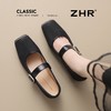 ZHR则则复古摩登粗跟玛丽珍鞋女鞋2025新款优雅方头平底柔软单鞋 商品缩略图8