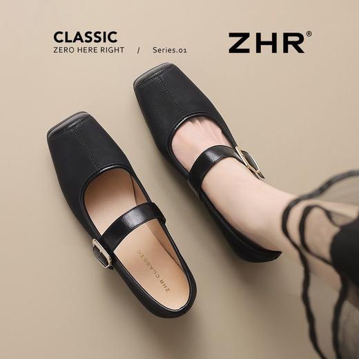 ZHR则则复古摩登粗跟玛丽珍鞋女鞋2025新款优雅方头平底柔软单鞋 商品图8