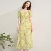 法式浪漫复古荷叶边泡泡袖碎花裙夏季桃心领收腰连衣裙V1350844 商品缩略图3