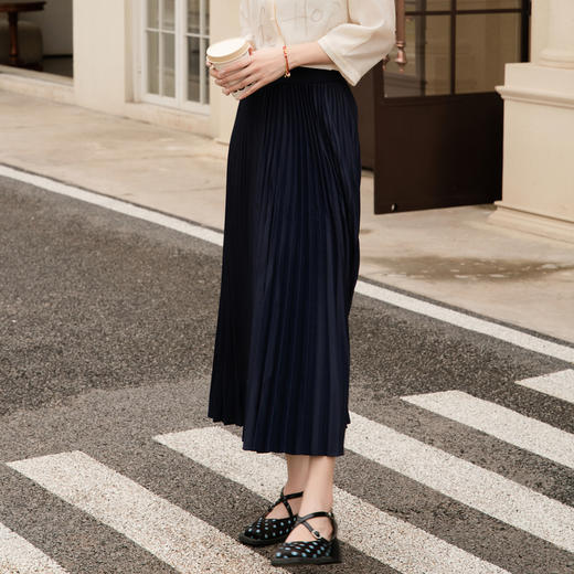 谜底百褶裙半身裙女2025秋季新款气质松紧腰大摆裙半裙257MB7744 商品图0