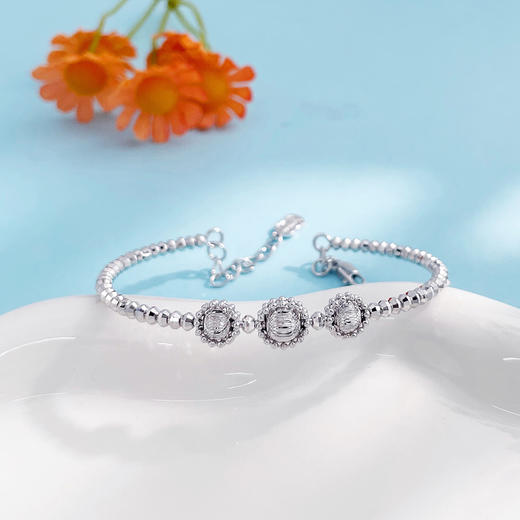 【限时8.8折】PT950 【国际铂金协会】铂金空心串珠开口调节手镯(BSZ00173)预售产品下单后不退款不退货不换货不补差价)预售产品下单后不退款不退货不换货不补差价 商品图1