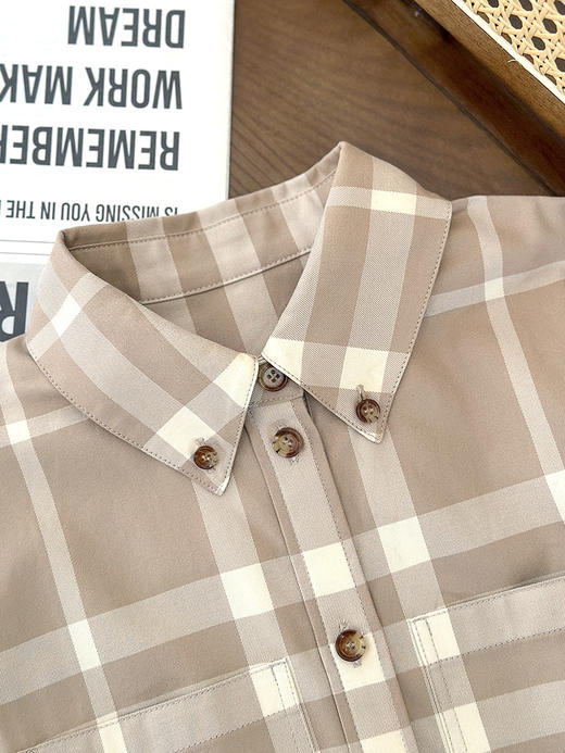 现货 THS-无 B家 格纹棉质嘎巴甸衬衫式连衣裙 BL2475 商品图7