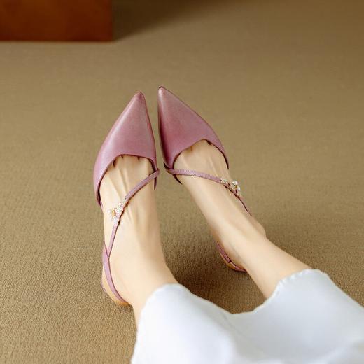 【预售5天】真皮包头凉鞋，气质高级不累脚绝美细跟尖头高跟鞋DB&M6386 商品图1