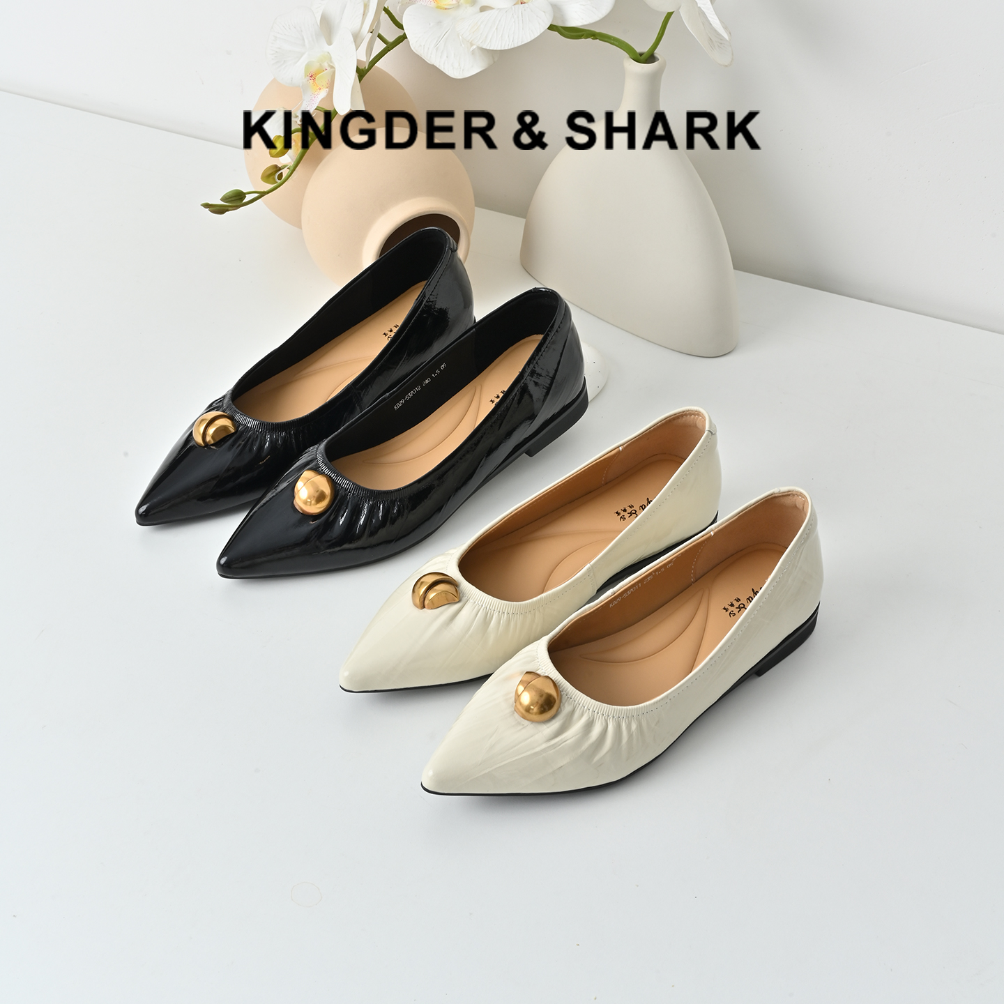 经典鲨2025秋季新品优雅尖头牛皮革浅口软底舒适气质单鞋女KD29-537011