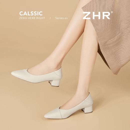 ZHR温柔优雅粗跟浅口单鞋两穿尖头2025新款通勤气质高跟鞋职业女 商品图5