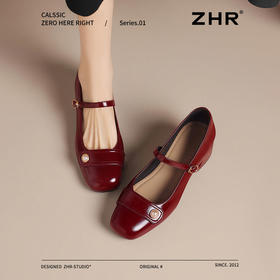 ZHR法式玛丽珍鞋女2025春季新款法式粗跟小皮鞋婚鞋复古百搭单鞋