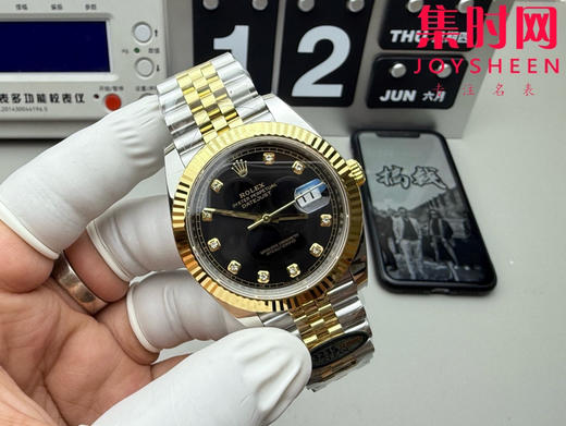 C厂劳力士日志型41mm 间金黑盘钻面 3235机 五珠链 904L钢 男士腕表 商品图1