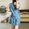 MZ18858欧货高级感休闲运动套装女2025新款夏季飞飞袖亚麻衬衫短裤两件套 商品缩略图1