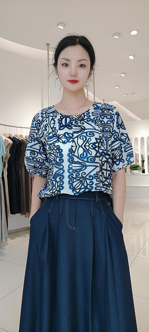 582581天丝亚麻青花瓷短袖，均码 商品图0