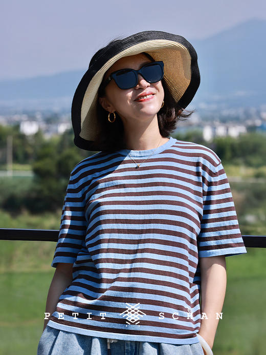 PETIT SCHAN小闪 CLO#848 Combat Hen 战斗鸡 纯棉条纹小鸡刺绣圆领套头衫 商品图3