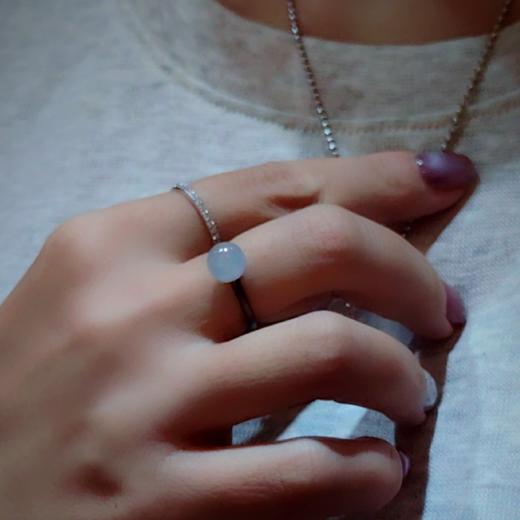 「墨影凝珠」翡翠珠子戒指（特价款）（银电黑金） 商品图4