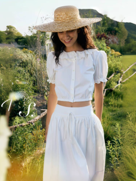 shyshystill/shy202502058/定制花边棉质套装短袖半裙