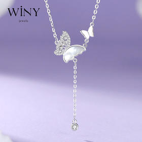 Winy 925银 蝶影晶辉项链送女友闺蜜节日生日礼物