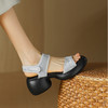 【预售5天】法式简约厚底一字带休闲凉鞋夏新款外穿圆头浅口增高百搭罗马女鞋DTN&300-30 商品缩略图1