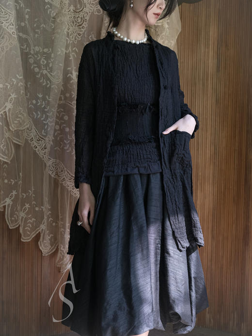 Daniela Gregis  黑色肌理亚麻棉双面无袖上衣 商品图5