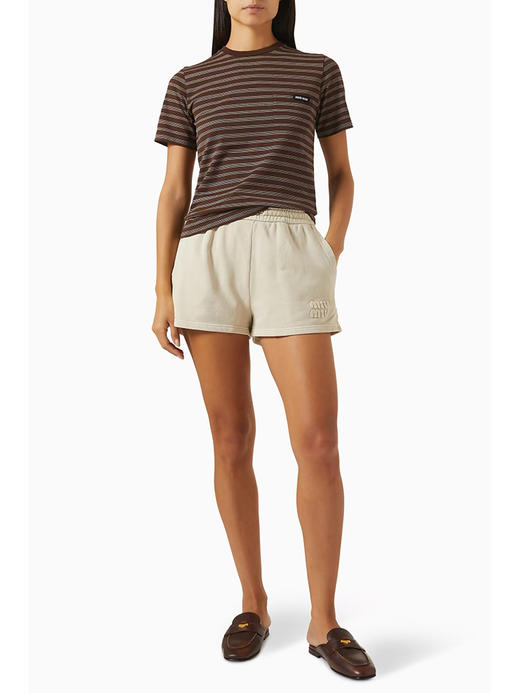 现货 THS-限时 缪家 都市松弛感 早春咖色细条纹圆领T恤 BH2568 商品图2