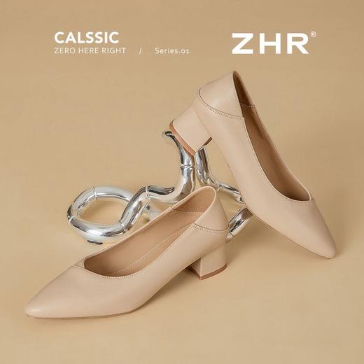 ZHR温柔优雅粗跟浅口单鞋两穿尖头2025新款通勤气质高跟鞋职业女 商品图9