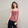 【明媚少女】辣妹复古红色格纹收腰荷叶边吊带女夏季上衣V1050593 商品缩略图1
