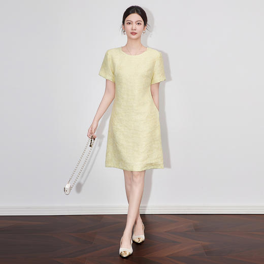 「高货wl」全新升级【铂金会员330/天猫439/差价109】(05717)洛诗琳气质提花连衣裙2025夏季洋气重工蝴蝶浮雕印花裙女 商品图1