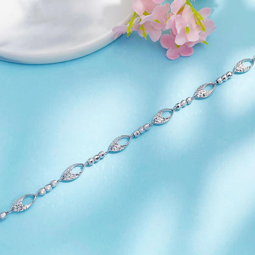 【限时8.8折】【线上铂金馆】PT950 【国际铂金协会 精品】铂金调节空心椭圆形间蹦迪珠手链(ACPTSL00040)预售产品下单后不退款不退货不换货不补差价) 商品图1