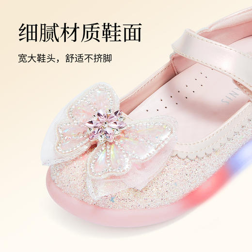 泰兰尼斯meta皮鞋新款闪灯鞋公主水晶鞋童鞋儿童洋气单鞋女童宝宝  M03X5C7445 商品图2