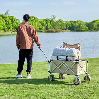 牧高笛（MOBIGARDEN）营地车 户外露营家庭野餐宽轮可折叠推车云际 NX24689003 和风沙 /运动户外 /户外装备 /户外营地车 商品图1