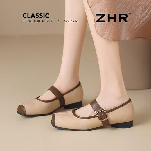 ZHR则则复古摩登粗跟玛丽珍鞋女鞋2025新款优雅方头平底柔软单鞋 商品图6