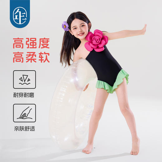 年衣童装儿童连体泳衣2025年夏季新款斜肩无袖假日花开泳装 商品图2