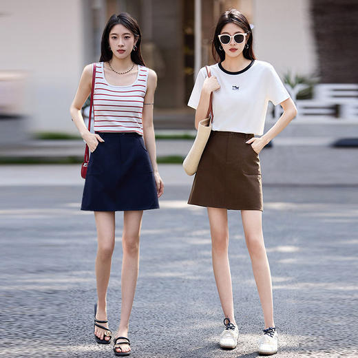 【专属特价】熙世界天丝棉半身裙女夏2025新款复古工装口袋小个子a字包臀短裙 商品图4