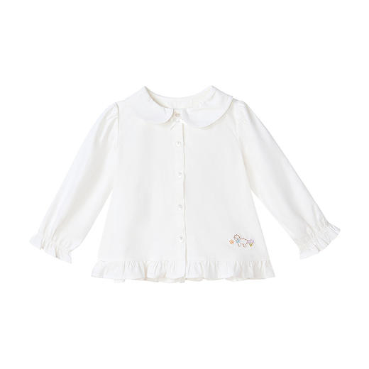 笛莎Deesha 童装女童衬衫2025秋新款女童木耳边蝴蝶结装饰娃娃领衬衫 商品图4
