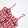 【明媚少女】辣妹复古红色格纹收腰荷叶边吊带女夏季上衣V1050593 商品缩略图5