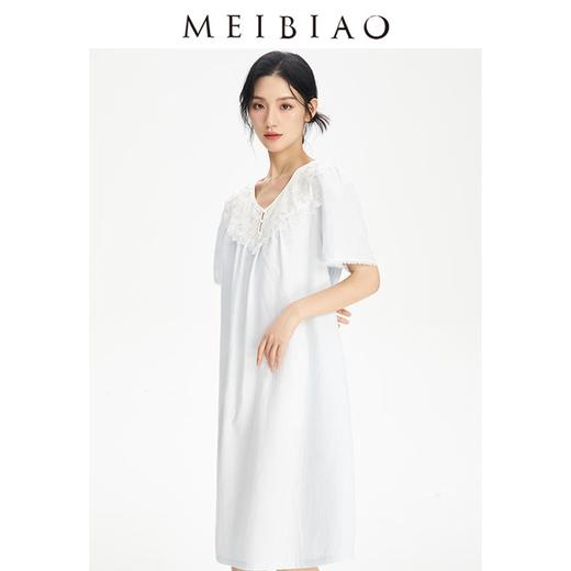 3楼 美标棉纱睡裙睡衣女棉质甜美短袖家居服89206 商品图0