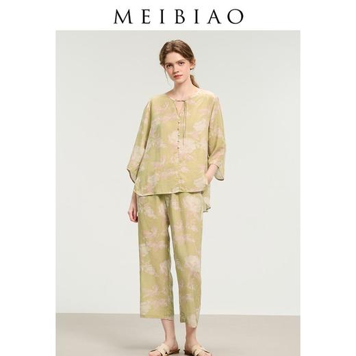 3楼 美标新中式国风套装睡衣女莱塞尔春夏可外穿家居服89267 商品图3