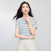 【周末秒杀】熙世界航海系蓝色条纹T恤女夏2025新款宽松百搭圆领短袖正肩上衣 商品缩略图4