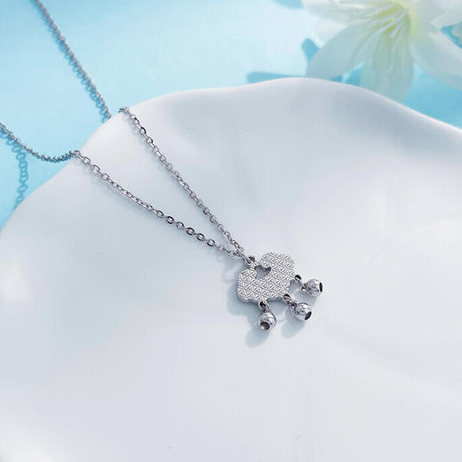 【限时8.8折】【线上铂金馆】PT950 铂金空心调节平安如意铃铛流苏福锁鱼鳞如意锁包套链(PTTL00208)预售产品下单后不退款不退货不换货不补差价) 商品图2