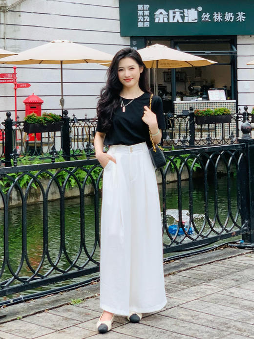 【百图lulu定制】【云间裤】亚麻混纺 万能包容阔腿裤 前扣后弹力收腰 休闲九分裤裤 商品图4