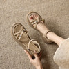 阿么手工女鞋舒适厚底松糕鞋配裙子复古一字带夏季凉鞋软底5.5CM 商品缩略图1