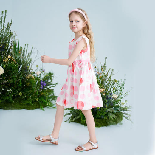 mettekids儿童连衣裙2025夏季新款女童印花公主裙收腰纯棉裙子 商品图4